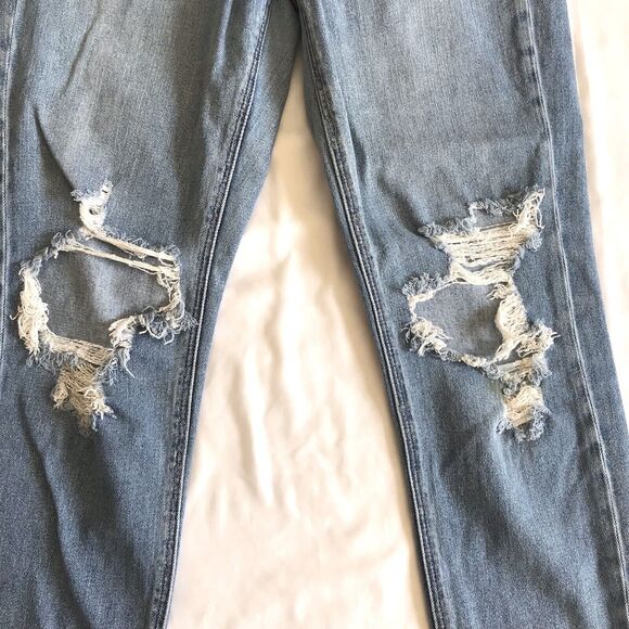 American Eagle 90s Jeans Womens 2 Mom Jean Destroyed Stretch Denim Distressed - Picture 7 of 12